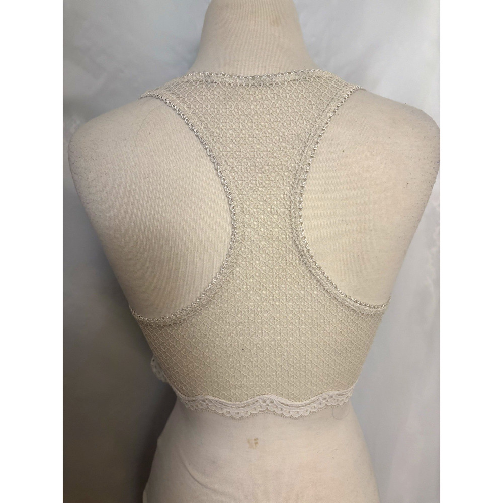 VICTORIA SECRET DREAM ANGELS LACED UP BRALETTE White Floral Mesh Sheer Crochet - Picture 5 of 14